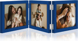 decorUhome Engineered Wood Trifold 4x6 Photo Frame with Plexiglass for Tabletop Display, Black, 3-Picture Frame