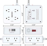 Surge Protector Power Strip - CHCORE 5Ft Braided Extension Cord with 8 Outlets with 4 USB (2 USB C) Charging Ports, Flat Plug Multi Plug Outlet Extender Charging Station for Home Office, ETL, White