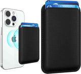 Stronger magnetic RFID leather Mag-Safe card holder for iPhone 16/17/15/14/13/12 Pro/Promax, Mag-Safe accessories, black