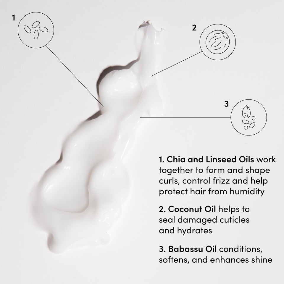 OUAI Curl Cream - Curl Defining Cream with Chia & Linseed Oil - Enhances Definition, Hydration & Shine - Tames Frizz & Protects from Humidity - Silicone-Free Curly Hair Products for Women (8 oz)