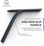 GÜTEWERK Shower Squeegee for Glass Doors, Silicone Window Squeegee, Bathroom and Glass Cleaning - Black - 9 Inch