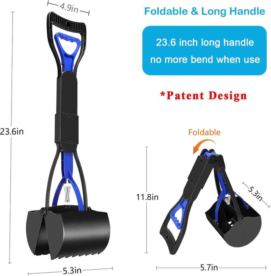 Upsky Large Small Dog Pooper Scooper with Folding Design and Long Handle for Easy Pet Waste Pick Up