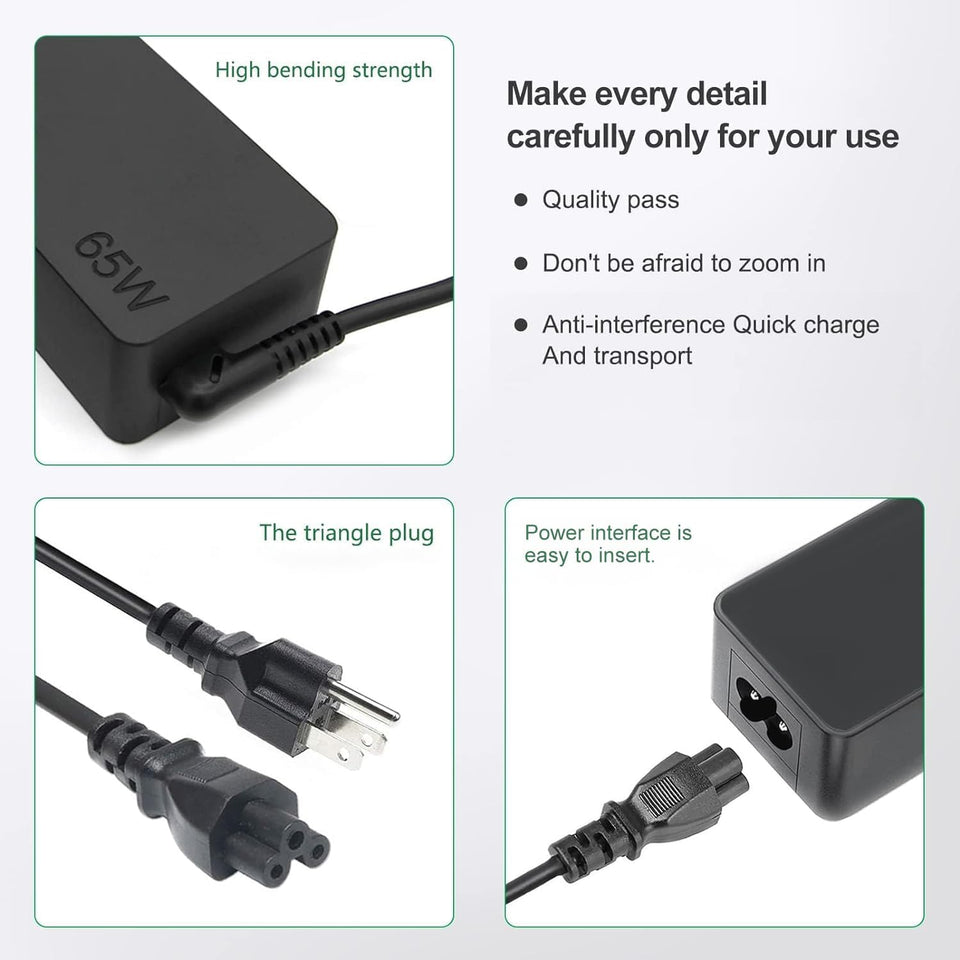 65W USB C Charger Compatible with Lenovo Thinkpad/Yoga/Chromebook Laptop Computer 65W 45W USB C Fast Power Adapter
