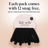 Kitsch Nylon Hair Ties No Damage - Stretchable Hair Bands for Strong All-Day Hold, Ponytail Holders | Hair Accessories for Girls | Ideal Gifts for Women - Black, 12 Pcs