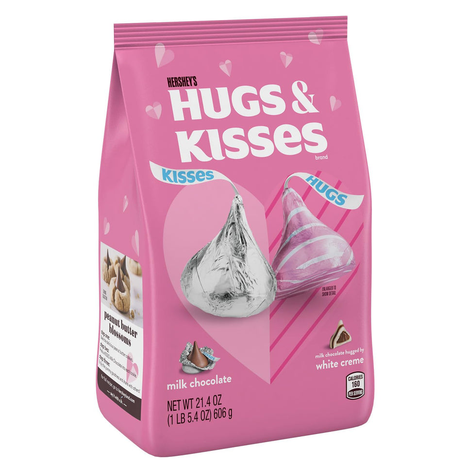 hersheys hugs & kisses assorted flavored 21.4 oz valentines candy bag kosher gluten-free milk chocolate