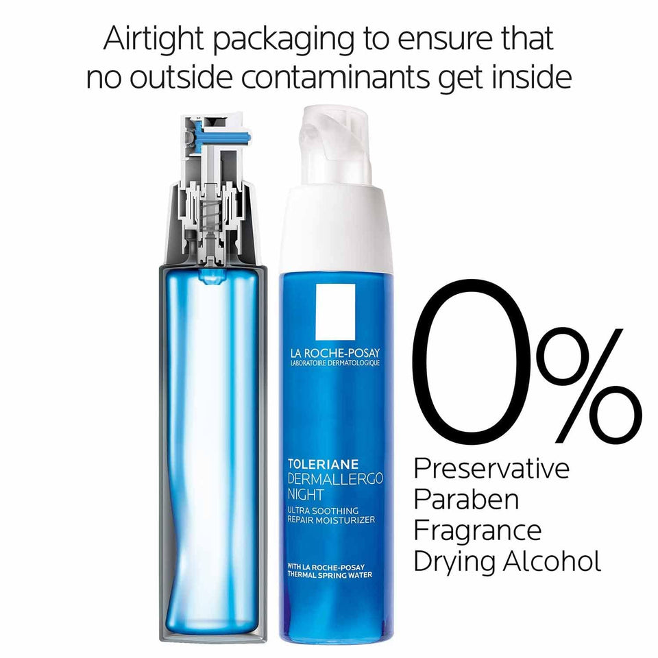 La Roche-Posay Toleriane Dermallergo Night Cream for Face, Intense Soothing Moisturizer with Vitamin E, Allergy Tested, for Sensitive Skin, Formerly Toleriane Ultra Night
