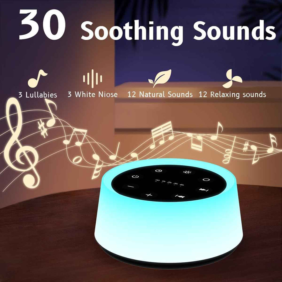 colorsnoise sound machine with 30 soothing sounds and 12 colors baby night light with memory function black