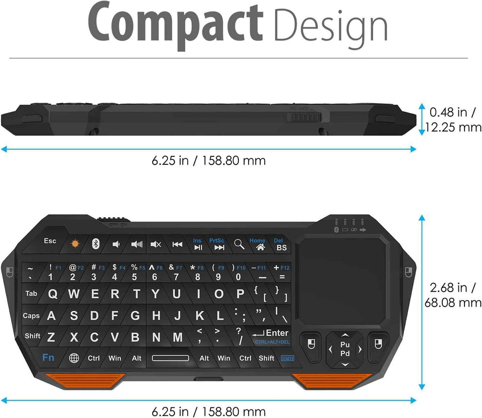 Fosmon Mini Bluetooth Keyboard (QWERTY Keypad), Wireless Portable with Touchpad, Compatible with Apple TV, Amazon Fire Stick, PS4, PS4 Pro, PS5, HTPC/IPTV, VR Glasses, Smartphones