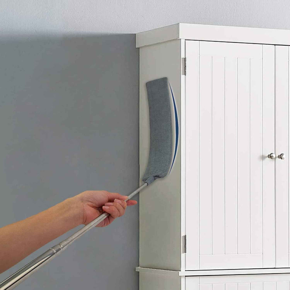 Retractable Gap Dust Cleaner with Extension Pole and 3 Microfiber Dusting Cloths for Cleaning Under Refrigerator, Furniture, and Appliances