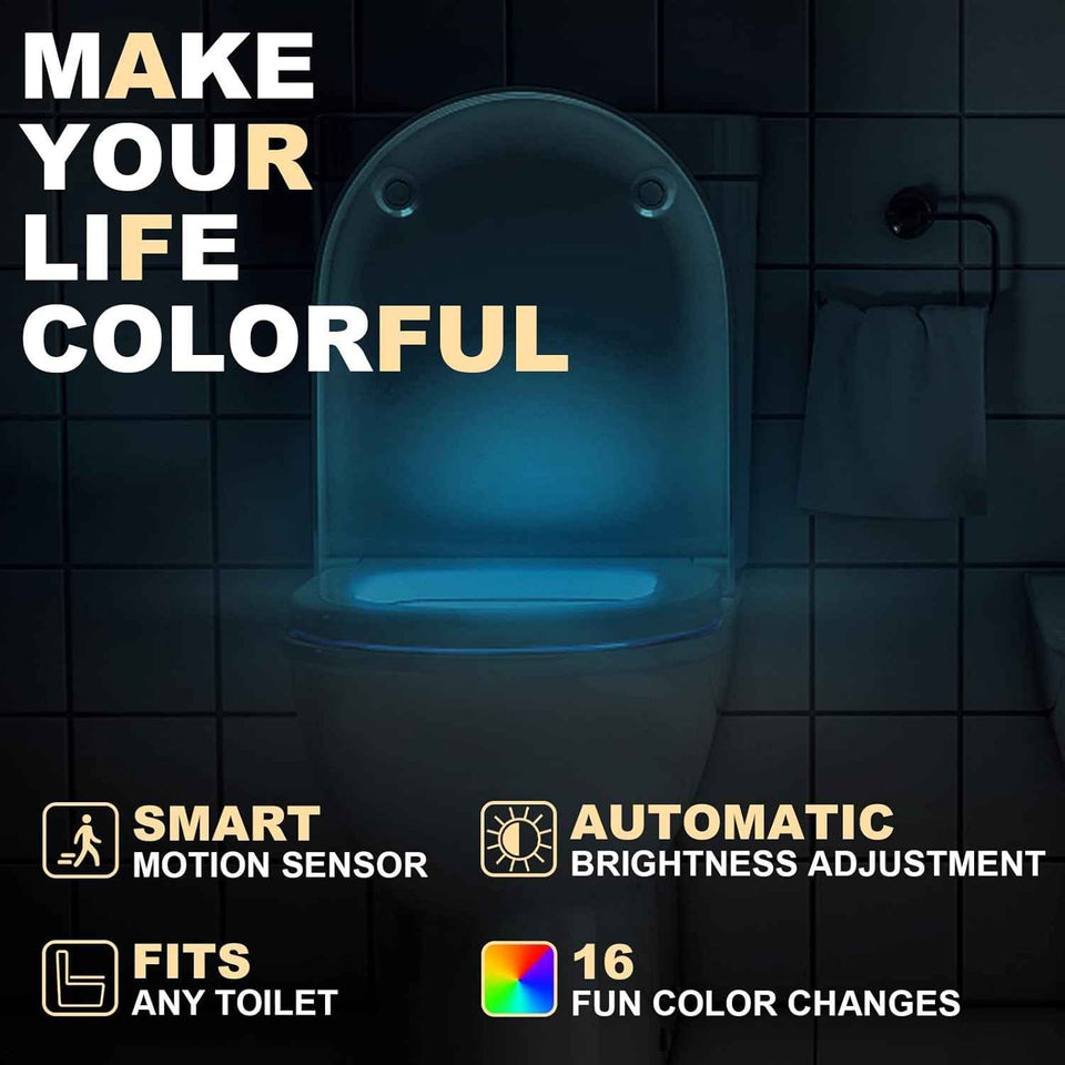 Miefl 2-pack toilet lights with motion sensor 16 color changing LED glow bowls smart night lights for bathroom