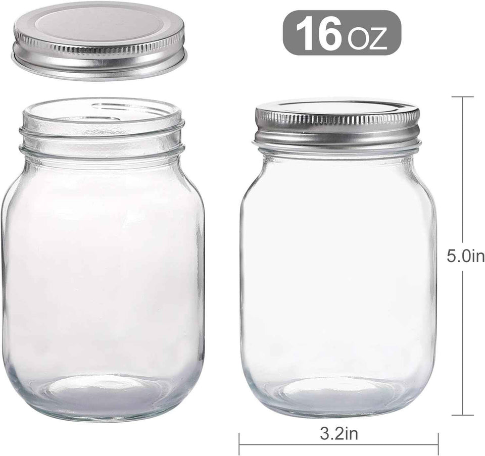 yingerhuan glass regular mouth mason jars with silver metal lids for sealing and food storage 4 pack