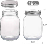 YINGERHUAN Glass Regular Mouth Mason Jars, 16 oz Clear Glass Jars with Silver Metal Lids for Sealing, Canning Jars for Food Storage, Overnight Oats, Dry Food, Snacks, Candies, DIY Projects (4PACK)