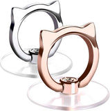 EI Sonador clear phone ring holder for cat phone with transparent stand finger grip, 1 silver + 1 rose gold