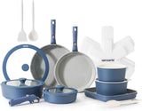 SENSARTE 24 Piece Pots and Pans Set, Nonstick Detachable Handle Cookware, Induction Kitchen Cookware Set with Removable Handle, Healthy Non Stick for RV, Dishwasher ＆ Oven Safe (White)