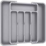 Lifewit Silverware Drawer Organizer, Expandable Utensil Tray for Kitchen, BPA Free Flatware and Cutlery Holder, Adjustable Plastic Storage for Spoons Forks Knives, 8.5-14 x 12", Black