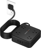 TESSAN Surge Protector Power Strip, 5 Ft Flat Plug Extension Cord with 3 USB (1 USB C) 8 Outlets, 900J Surge Protection, 3 Sided Outlet Extender with Power Switch for Office, Dorm Room Essentials