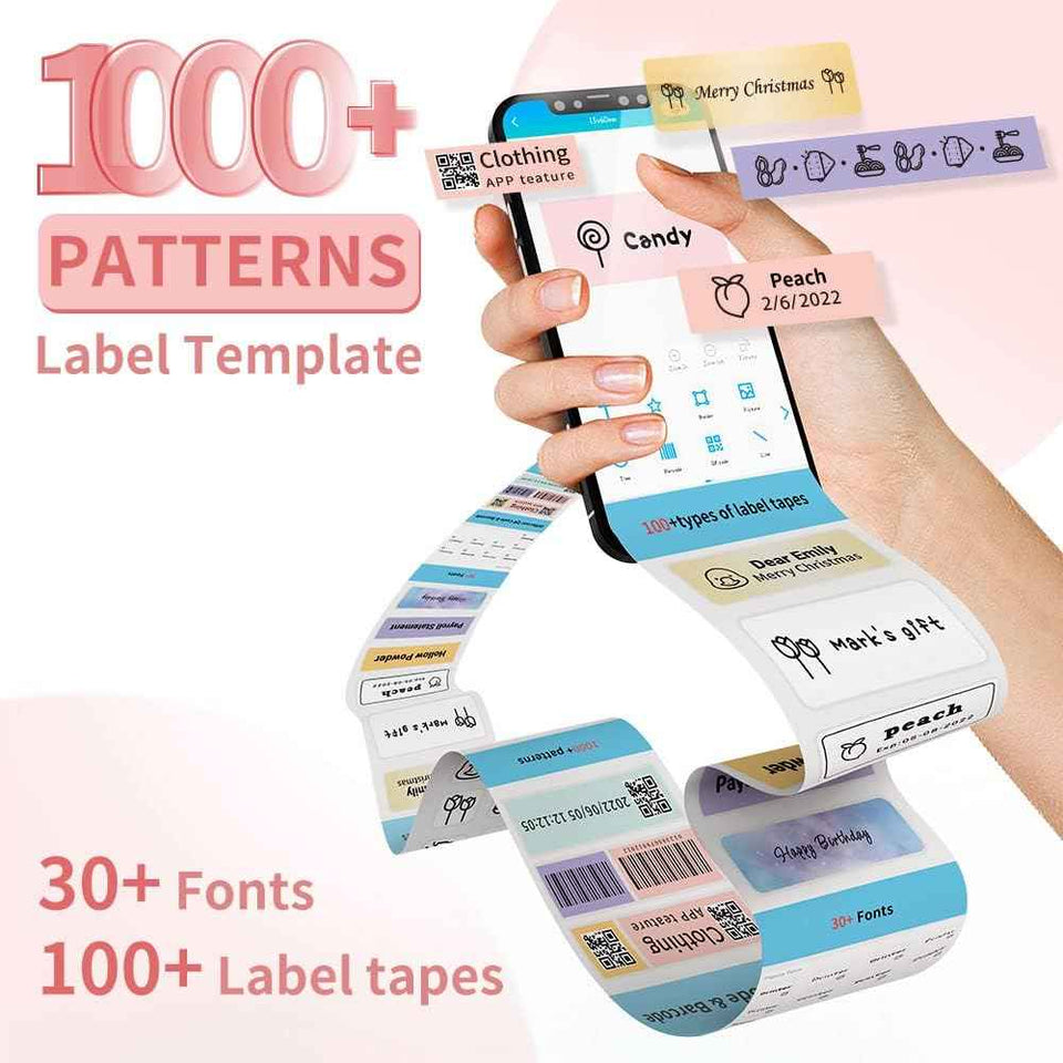 Phomemo Label Maker Machine, D30 Portable Handheld Bluetooth Mini Label Printer, Multiple Templates Smartphone Thermal Small Label Makers for Kid School Items, Classroom Teacher Supplies, Easy to Use