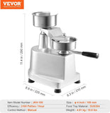 VEVOR 4inch Commercial Heavy Duty Stainless Steel Hamburger Patty Maker with 1000 Pcs Patty Papers