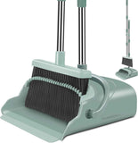 kelamayi Upgrade Broom and Dustpan Set, Self-Cleaning with Dustpan Teeth, Ideal for Dog Cat Pets Home Use, Super Long Handle Upright Stand Up Broom and Dustpan Set (Brown)
