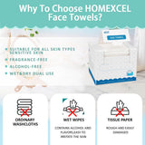 HOMEXCEL Face Towels, Disposable Face Towelette, Biodegradable Makeup Remover Dry Wipes 50 Count, Super Soft Clean Facial Towels Wash Cloth for Sensitive Skin