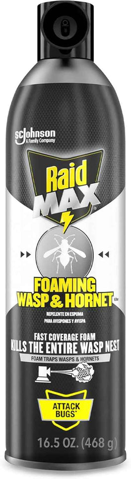 Raid Max Foaming Wasp & Hornet Killer, Fast Coverage Foam, 16.5 oz Can, Bug Killer Kills Entire Nest