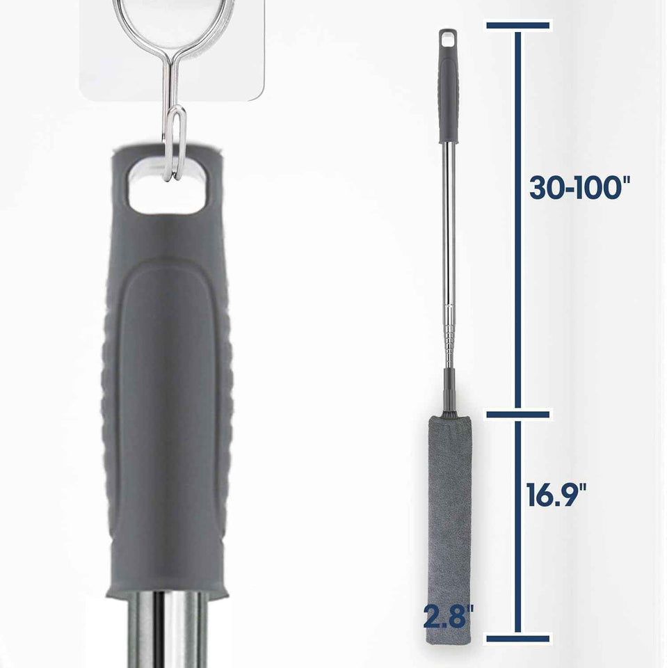 Retractable Gap Dust Cleaner with Extension Pole and 3 Microfiber Dusting Cloths for Cleaning Under Refrigerator, Furniture, and Appliances