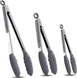 HOTEC Premium 7 & 9 Inch Kitchen Tongs, Stainless Steel Locking Cooking Tongs with Silicone Tips, Non-Scratch & Heat Resistant, Serving Tongs for Salad, BBQ, Classic Blue, Set of 2