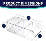 ELTOW 4-Pack 3-Compartment Plastic Snack Organizer with Removable Dividers for Pantry and Fridge Storage