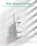 mifaso 3 sided swivel rotating plug surge protector with 6 ac multi plug wall outlets and 3 usb ports