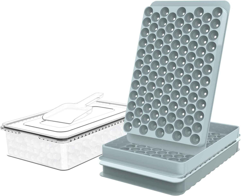 Mini Ice Cube Trays for Freezer with Lid - Chilling Drinks Coffee Juice (2 Pack/0.55In - Blue)