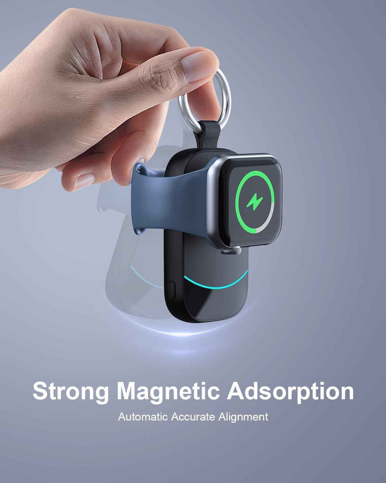 2500mAh apple watch portable charger with magnetic fast charging and compact keychain design