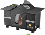 Texsens Heated Cat House for Outside - Weatherproof Large Outdoor Cat Shelter with Roof Window & Cozy Cushion - Ideal for Stray/Feral Cats
