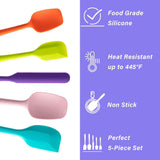 5 Piece Silicone Spatula Set for High Heat Resistant Non-Stick Cooking