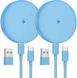 MagSafe Charger 2 Pack 15W Magnetic Wireless Charger Fast Charging Pad Compatible with iPhone 17/16/15/14/13/12 Series & AirPods 4/3/2/Pro Magnetic MagSafe Charging Pad with Dual Ports