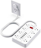 Power Strip with USB,Surge Protector Flat Plug with 8 Widely Spaced Outlets and 6 USB Ports(1 USB C), 5ft Extension Cord Wall Mountable Phone Tablet Laptop Computer Multiple Devices