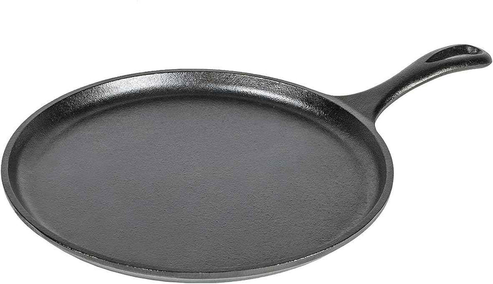 Lodge L9OG3 Cast Iron Round Griddle, 10.5-inch, Pre-Seasoned, Made in USA, Stovetop, Oven, Grill, Campfire