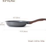Swiss Granite Nonstick Frying Pan Skillet, PFOA Free, Stone Cookware, 8/9.5/10/11/12.5 Inch, Chef's Pan