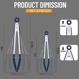 hotec premium stainless steel locking kitchen tongs set of 2, classic blue, 7 & 9 inch