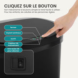 BestOffice | 13 Gallon Trash Can with Lid | Automatic Touchless Garbage Can | Odor Control | Modern Oval Design | Easy to Clean | Plastic | Black | Fits Any Kitchen, Bathroom, Office or Home