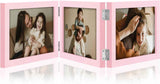decorUhome Triple 4x6 Picture Frame Vertical, Engineered Wood Trifold Photo Frame with Plexiglass for Tabletop Display, 4x6, Black