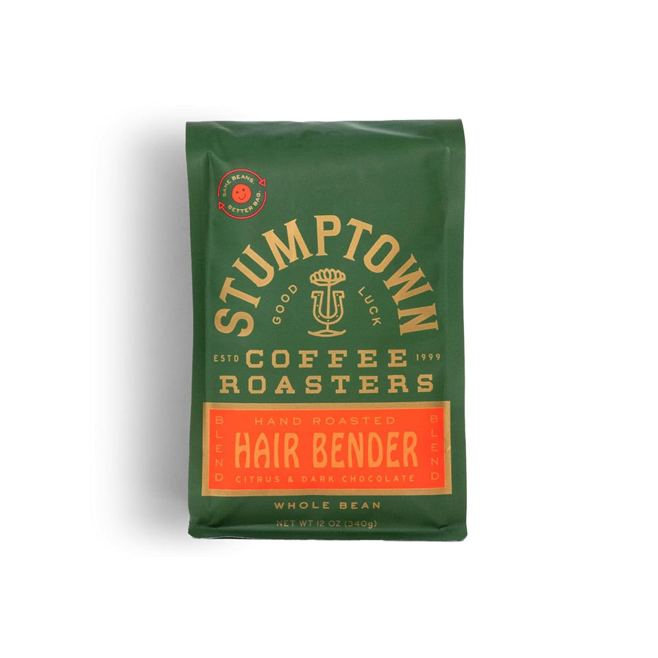 Stumptown Coffee Roasters medium roast whole bean coffee, 100% Arabica, 12 oz, Hair Bender flavor notes citrus dark chocolate