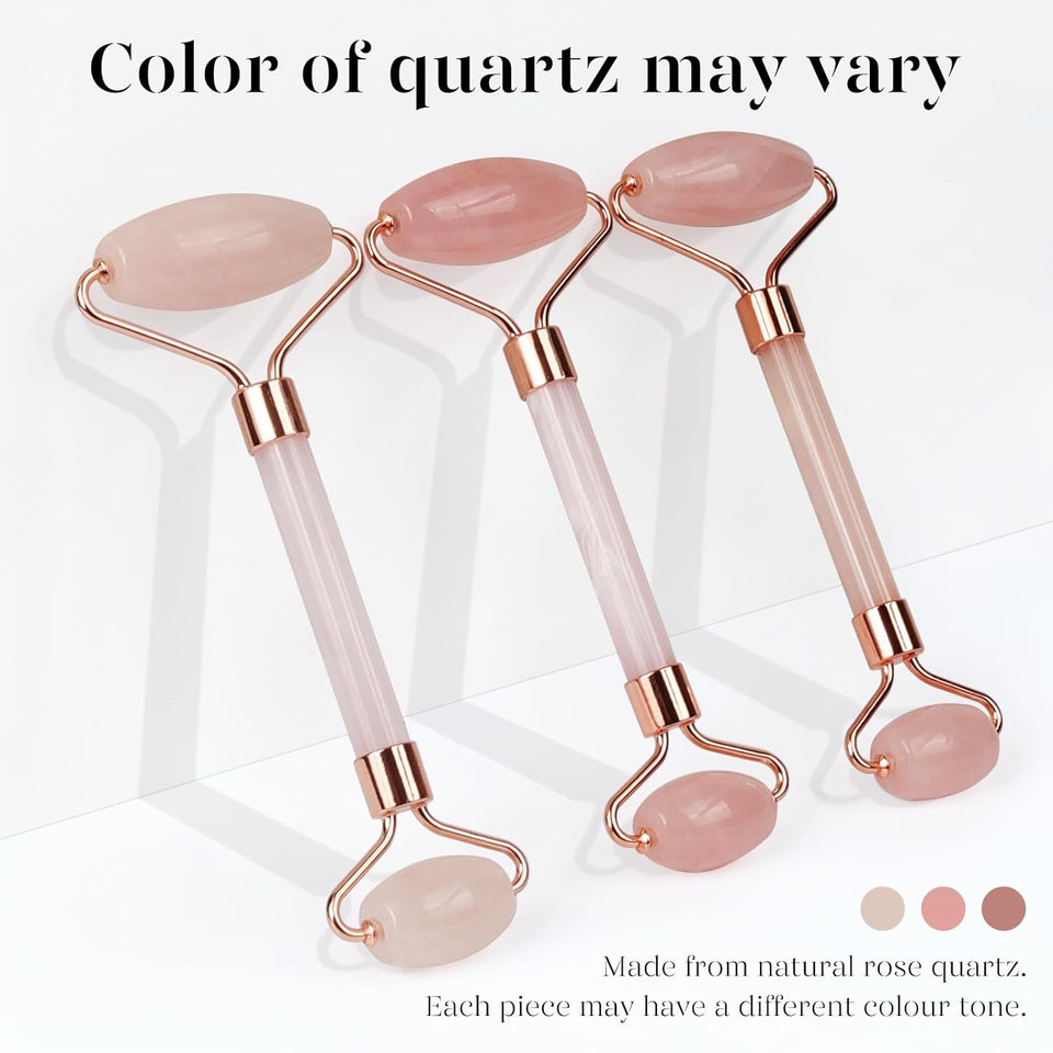 BAIMEI IcyMe Jade Roller & Gua Sha, Face Roller Redness Reducing Skin Care Tools, Self Care Pink Gift for Men Women, Massager for Face, Eyes, Neck, Relieve Fine Lines and Wrinkles - Rose Quartz