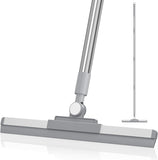 180° Rotating Floor Squeegee with 52'' Long Handle for Floor, Window, and Bathroom Cleaning (White)