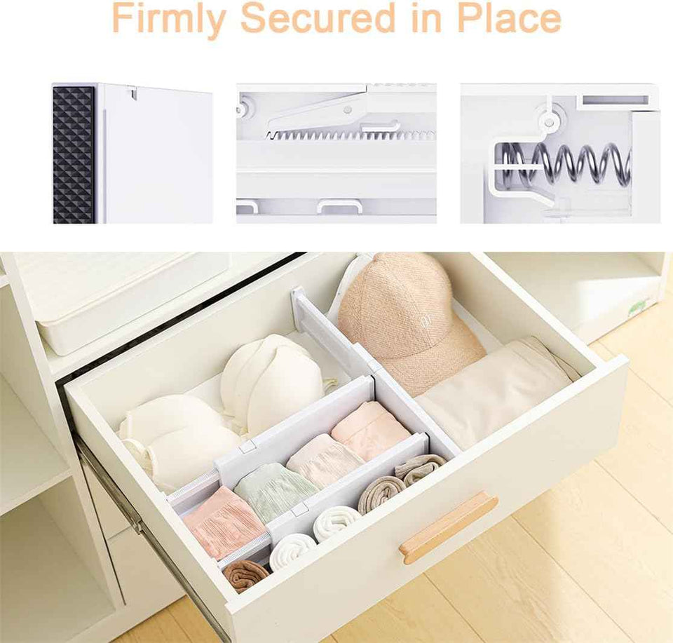 Drawer Dividers Dresser Drawer Organizer 3 Pack Adjustable Kitchen Drawers Divider Plastic Separators for Clothes Desk Office Storage