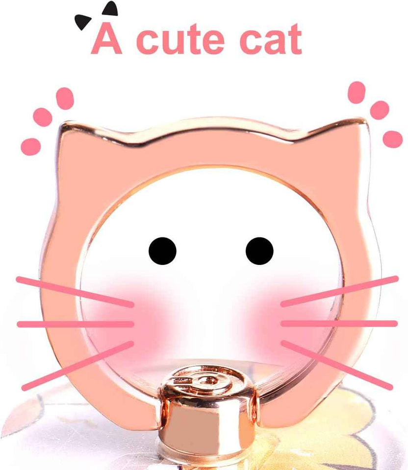 EI Sonador clear phone ring holder for cat phone with transparent stand finger grip, 1 silver + 1 rose gold