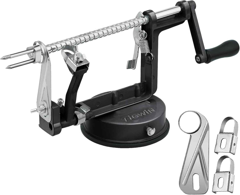 Apple Peeler Corer, Long lasting Chrome Cast Magnesium Alloy Apple Peeler Slicer Corer with Stainless Steel Blades and Powerful Suction Base for Apples and Potato(Red)