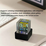 HolaCube WiFi Holographic Crystal 3D Photo Display, Smart Weather Station & Digital Clock with GIF Animations for Desktop/Car Décor - Black Base