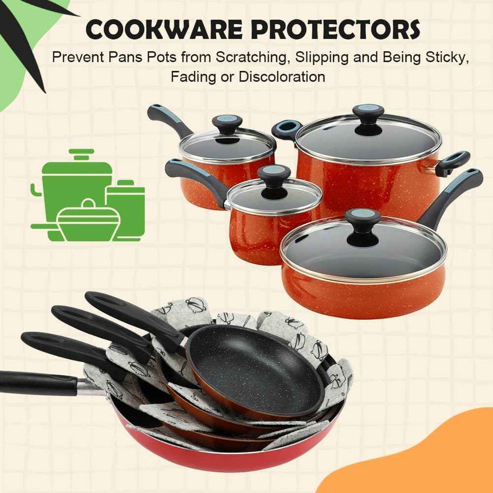 BOYAN Pot and Pan Protectors Set of 12, 3 Sizes, Cookware Protector Felt Pads for Anti-Slip Stacking and Scratching Prevention