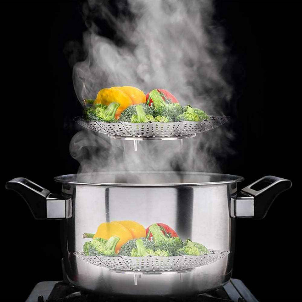 Premium Stainless Steel Veggie Steamer Basket, Expandable to Fit Various Size Pots, 5.5 to 9.2 inches, by SAYFINE