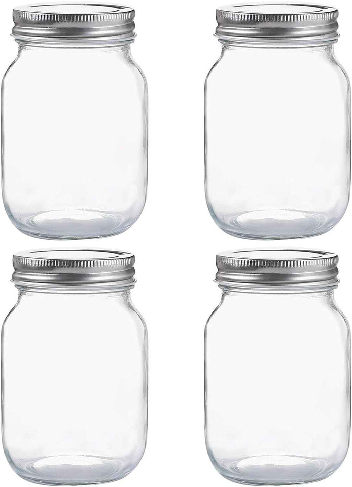 yingerhuan glass regular mouth mason jars with silver metal lids for sealing and food storage 4 pack